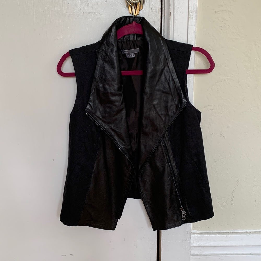 Vince Leather and Linen Vest